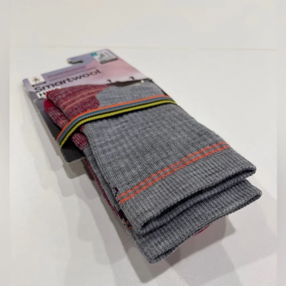 Smartwool Women's Small Hike Light Cushion Crew Socks Red Grey NWT